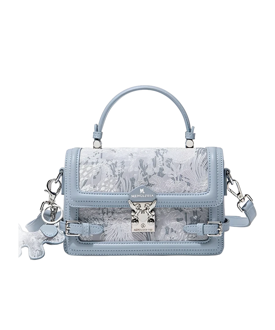 Embroidered Top-Handle Bag, Santorini Crystal