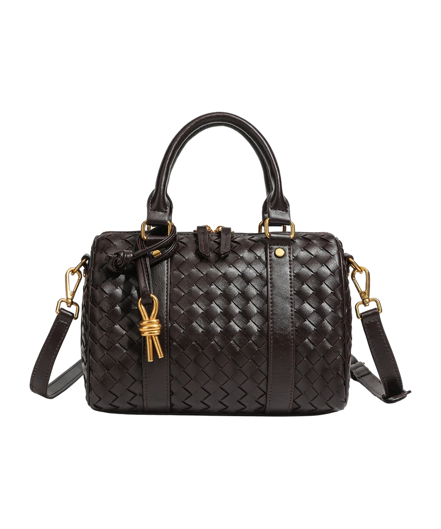 Woven Boston Bag, Espresso