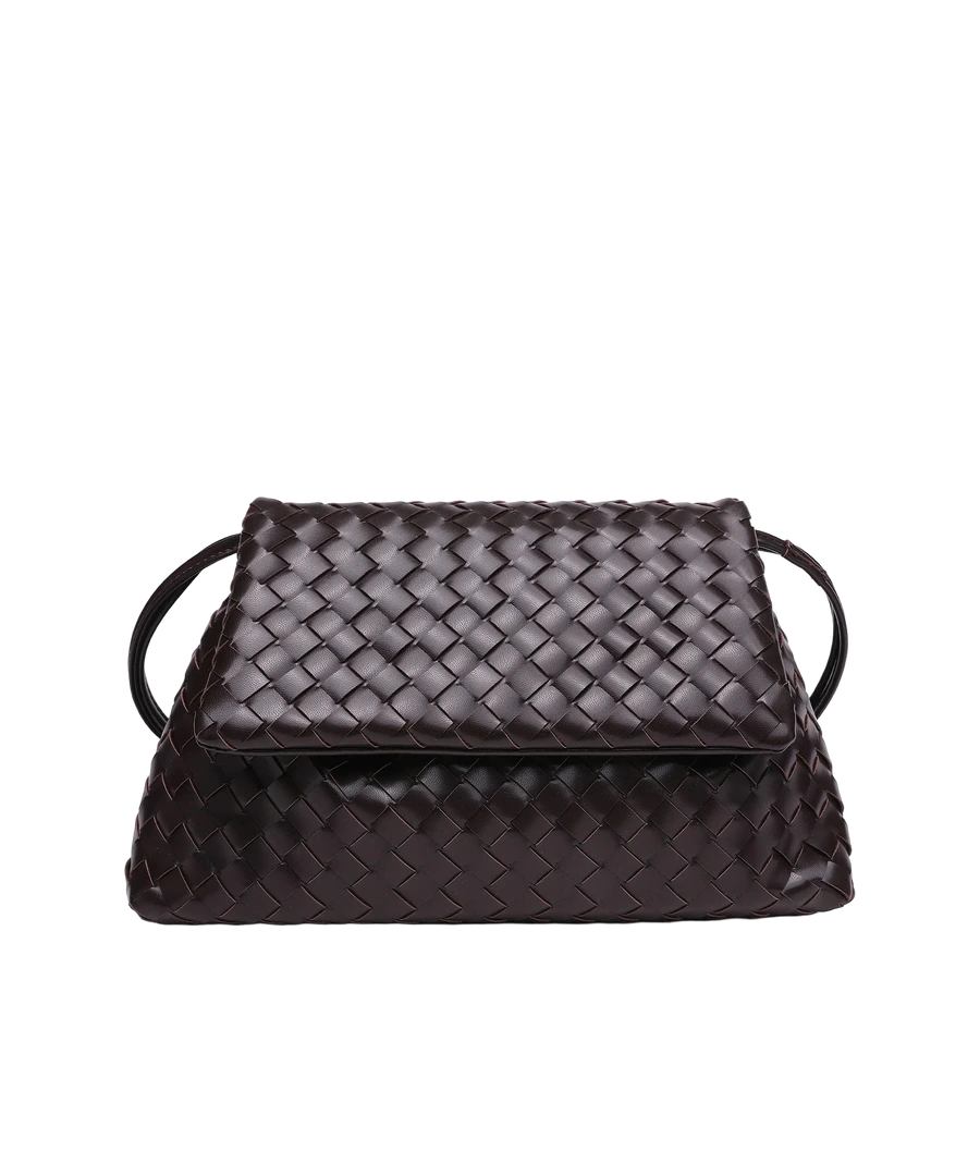 Woven Flap Bag, Chocolate