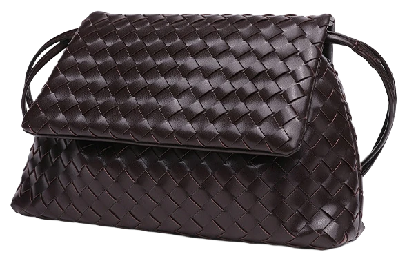 Woven Flap Bag, Chocolate, Angle