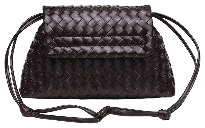 Woven Flap Bag, Chocolate, Strap