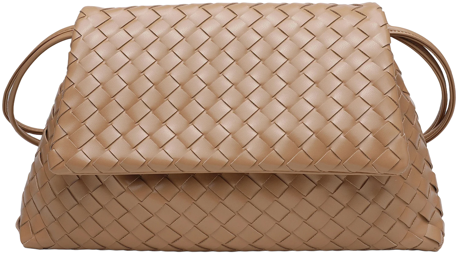 Woven Flap Bag, Milk Tea, Front